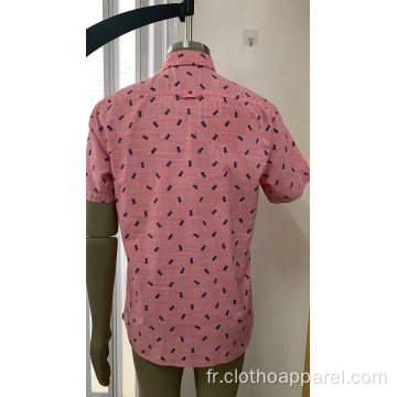 Chemise à manches courtes imprimée 100% coton pour homme